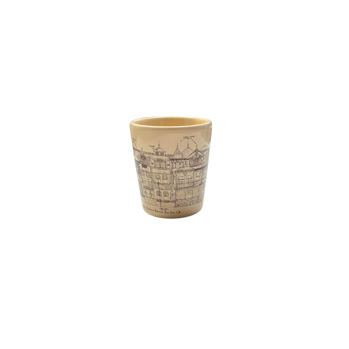 Winchester Mystery House Architectural Sketch Shot Glass