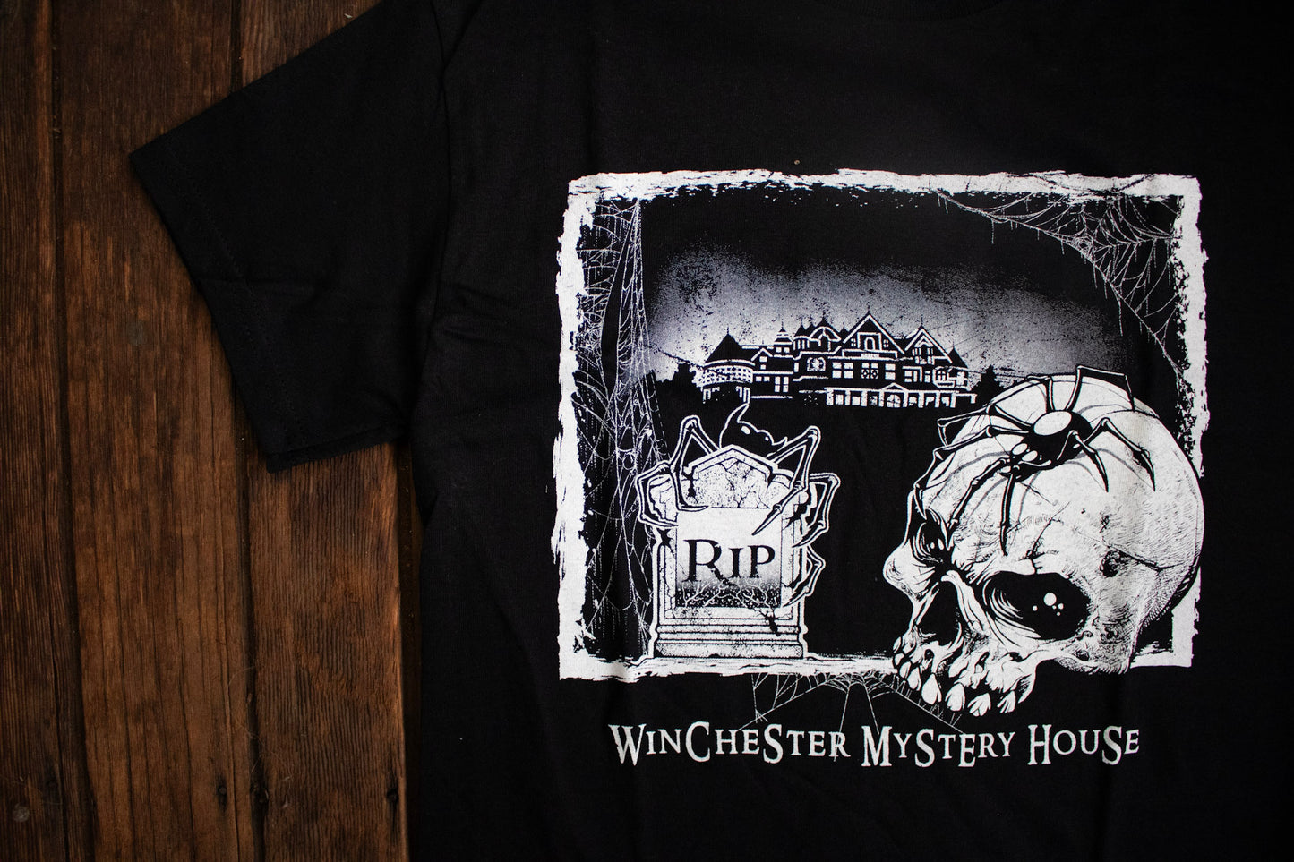 Winchester Mystery House Glow-in-the-Dark Skull and Spider Tee