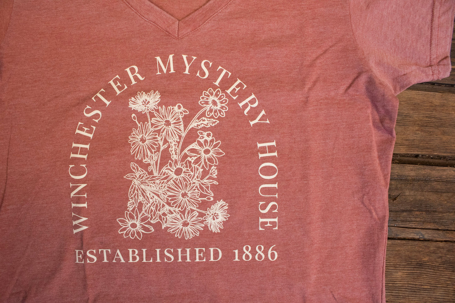 Winchester Mystery House Pink Floral V-Neck