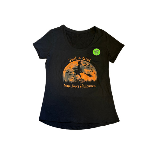Just a Girl Who Loves Halloween Glow-in-the-Dark T-Shirt