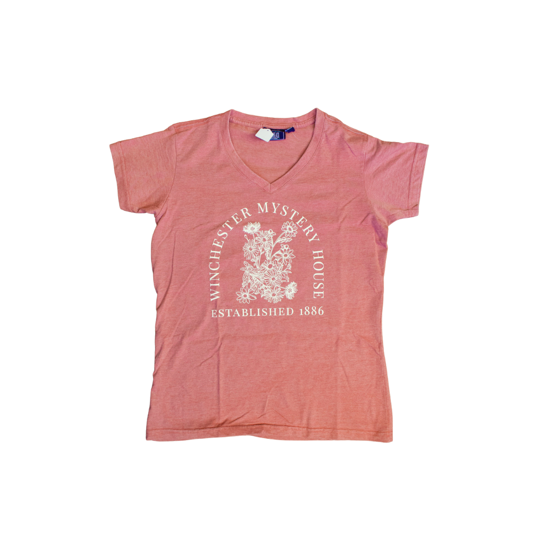 Winchester Mystery House Pink Floral V-Neck