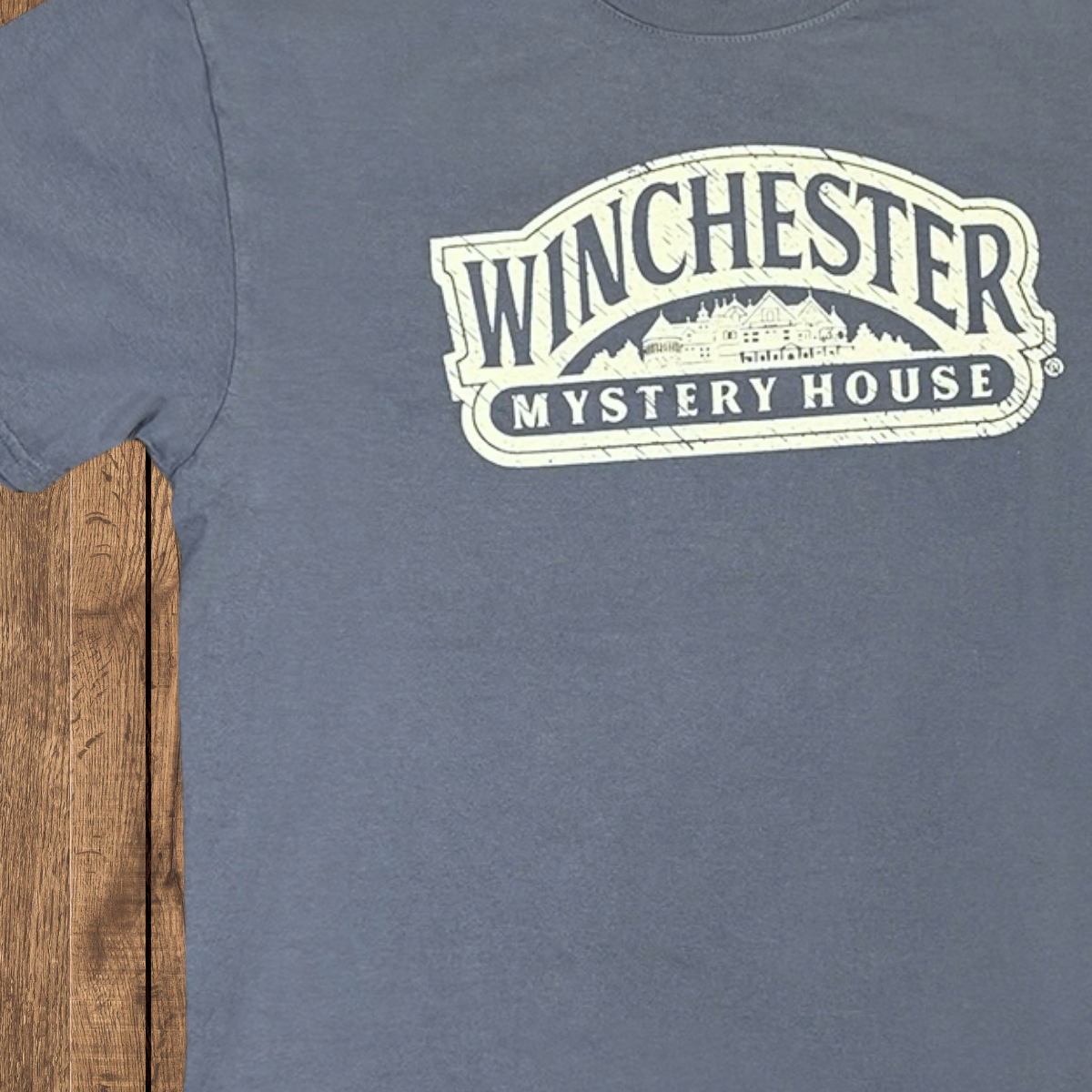 Winchester Mystery House Vintage Logo Tee - Dusty Blue