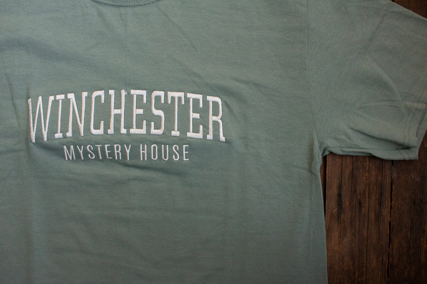 Winchester Mystery House Embroidered Tee - Sage Green