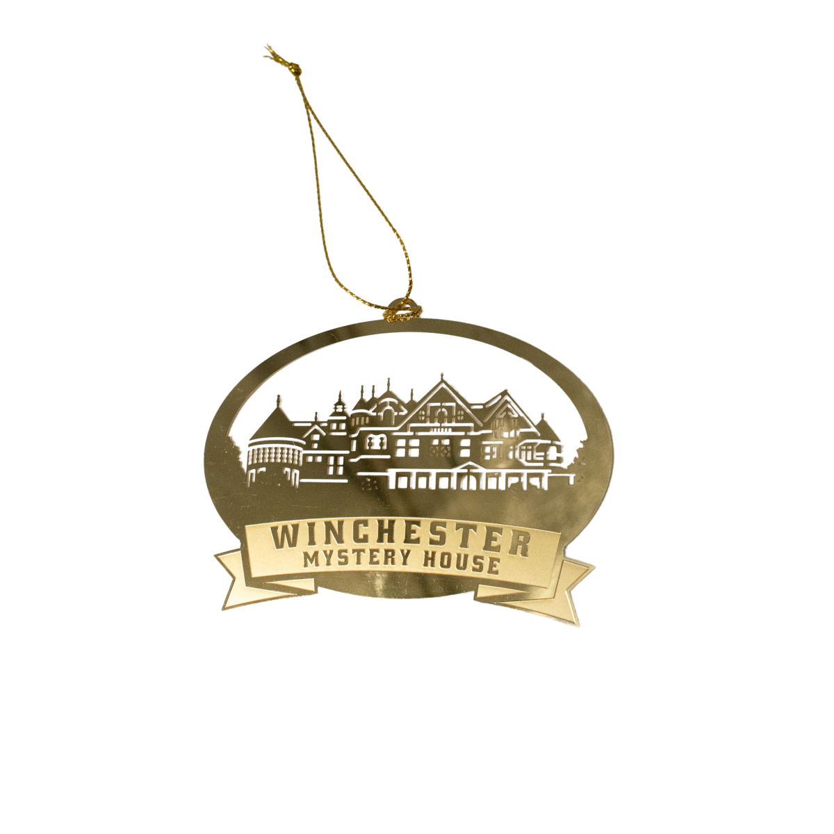 Winchester Mystery House Gold Cutout Ornament